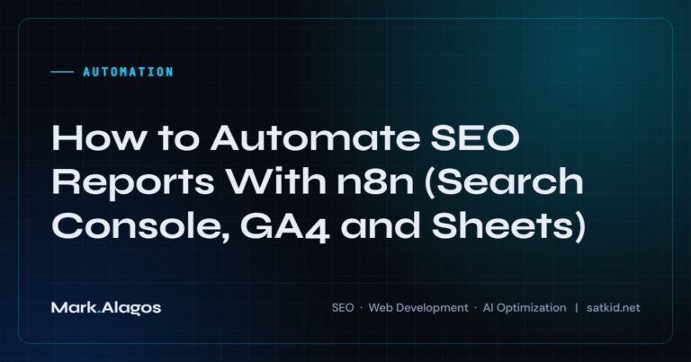 How to Automate SEO Reports With n8n (Search Console, GA4 and Sheets)