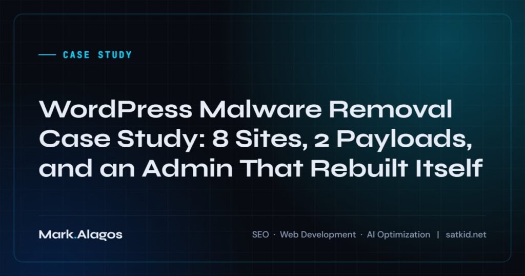 WordPress Malware Removal Case Study: 8 Sites, 2 Payloads, and an Admin That Rebuilt Itself